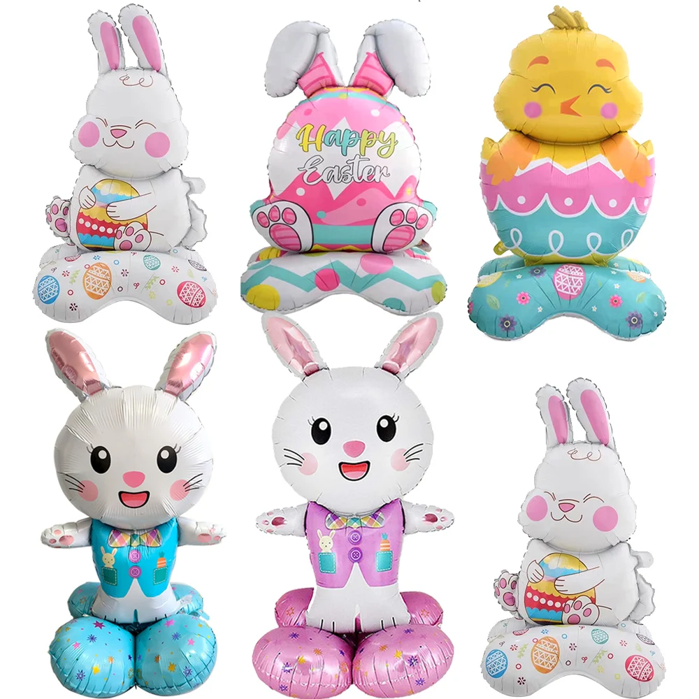 58 ''Easter Standing Bunny Balloon Enorme Cartoon Rabbit Shape Foil Balloon Happy Easter Eggs Pulcini Conigli Easter Party Favors