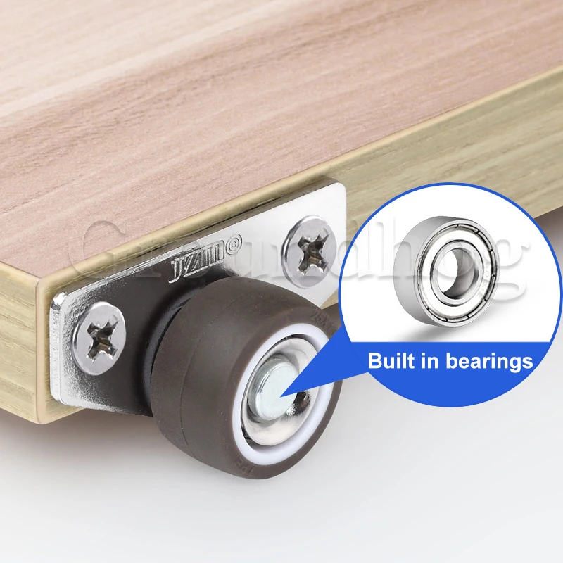 Furniture Casters 4Pcs Silent Rubber Casters Drawer Wheels For Furniture Kitchen Cabinet Table Side Installation Low Profile Replace wheel