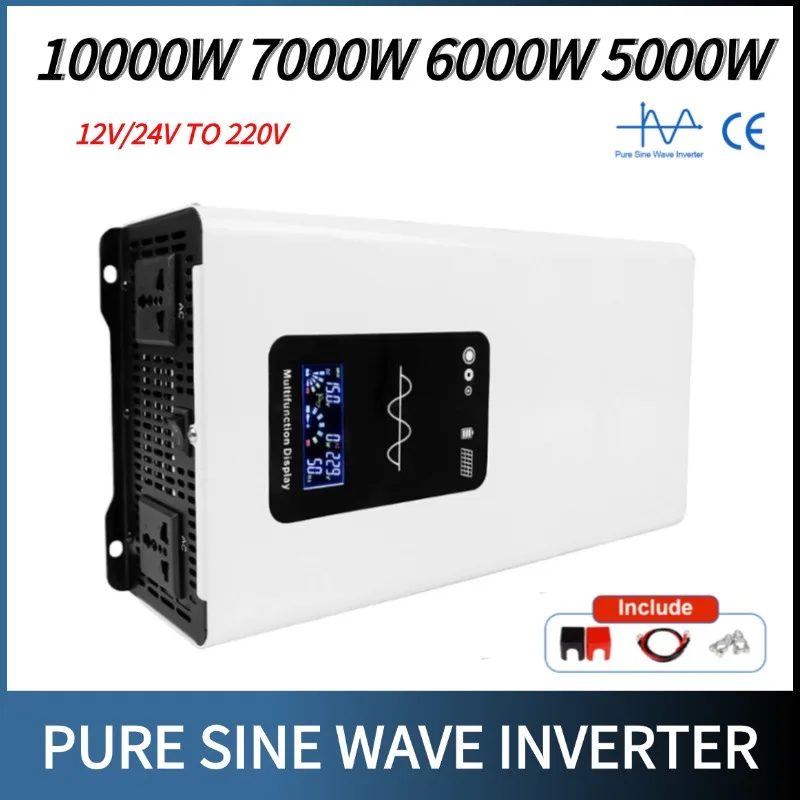 Power Pure Sine Wave อินเวอร์เตอร์ 12V 220V 5000W 6000W 7000W 10000W Solar Off Grid อินเวอร์เตอร์ 24V 220V inversor สําหรับ Home 1