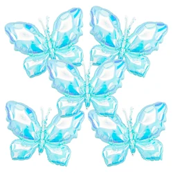 5 - Piece Iridescent Butterfly Balloon Set for Birthday Party Decorations (5pcs Blue)