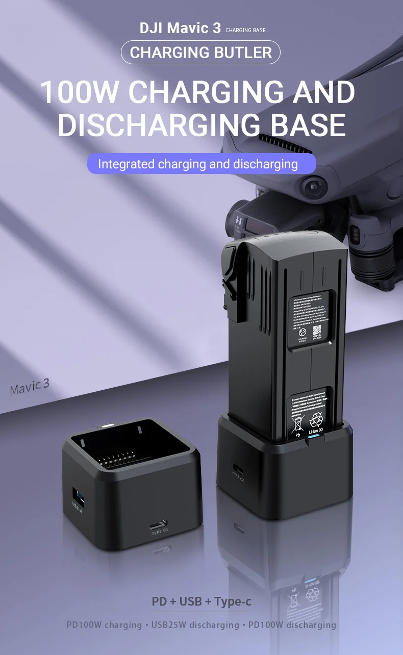 Description Picture 2 of itemDJI Mavic 3 Battery Charging Hub USB-C Power Adapter 100W Fast Charger for Intelligent Flight Battery Accessory for Drone