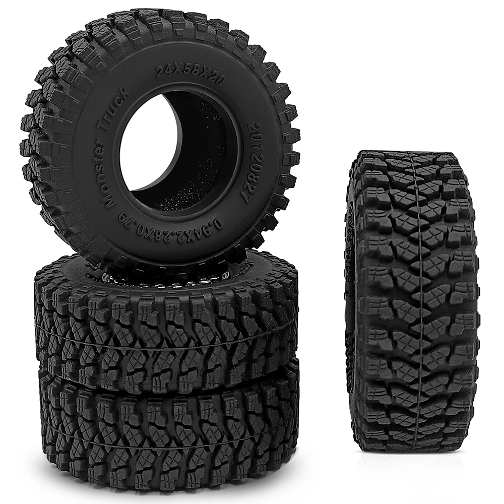 YEAHRUN 4PCS Mud Terrain Tires Wheels Rubber Tyres for 1/18 TRX4M Bronco Defender, 1/24 Axial SCX24 RC Micro Crawler Car