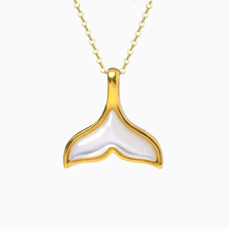 女性のための本物の18kゴールドフィッシュテールペンダント