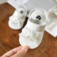 Infant Baby Girls Summer Sandals with Flower Soft Sole Newborn Toddler First Walker Crib Dress Shoes 4