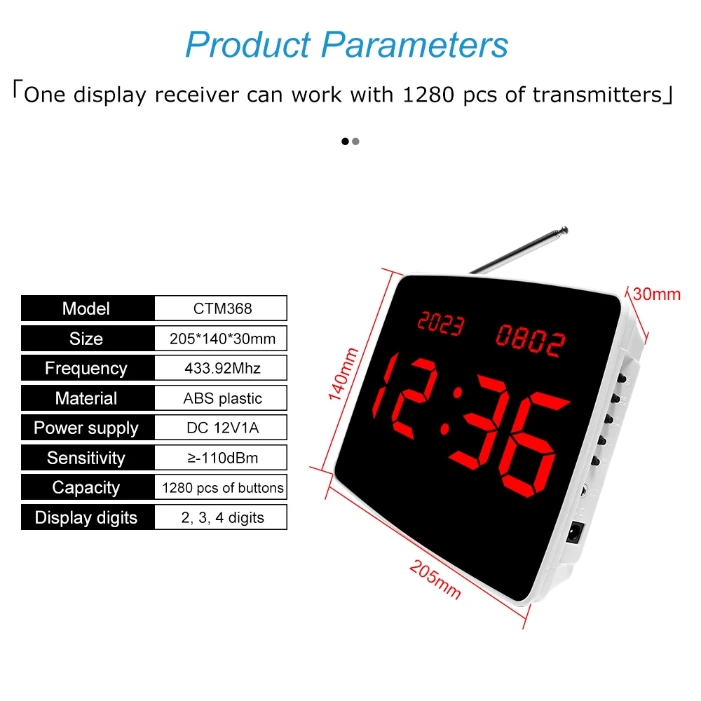 JINGLE BELLS 20 Table Call Buttons 1 Display Monitor 2 Watch Receivers for Restaurant, Hotel , Wireless Waiter Calling System