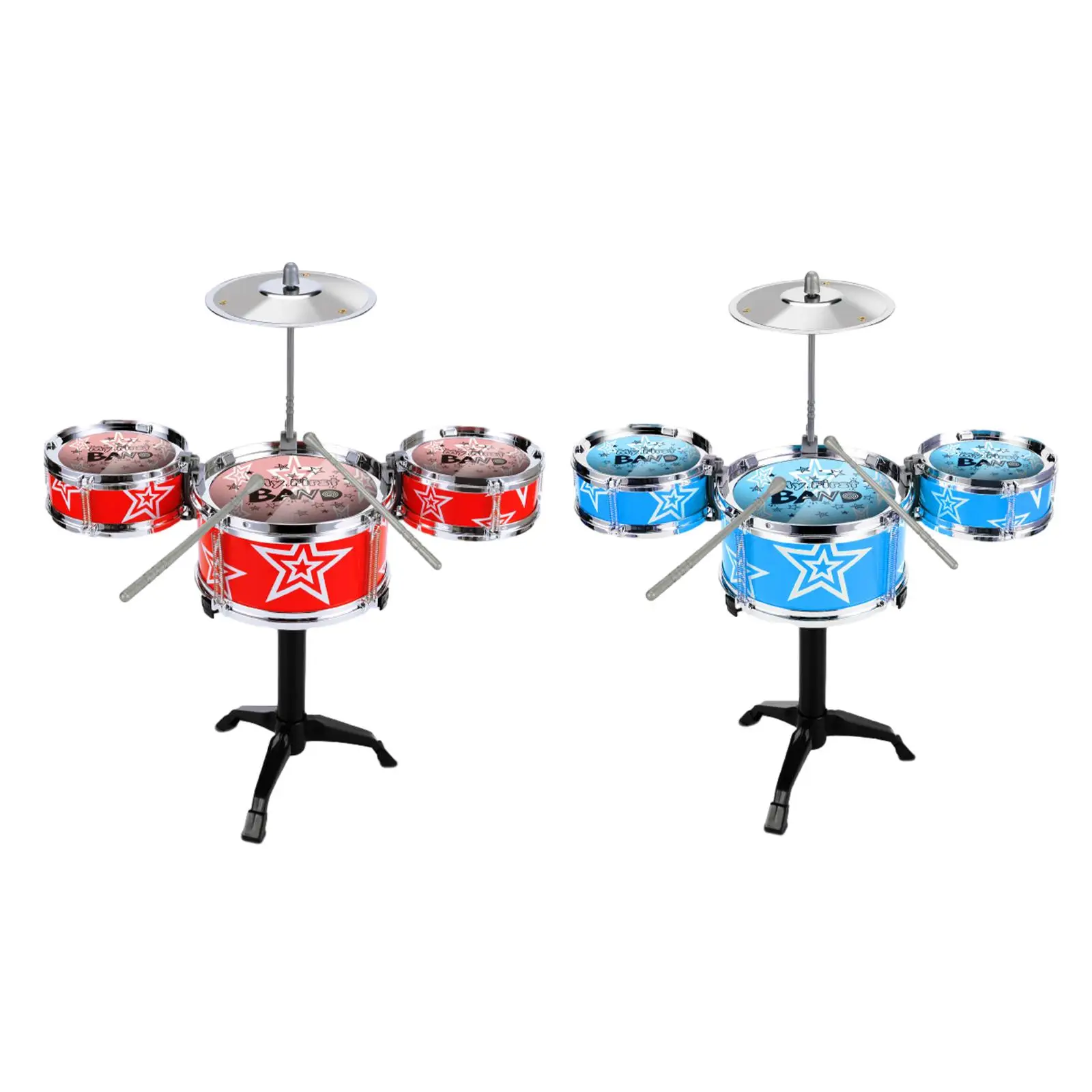 HOMCOM Set Batteria per Bambini con Strumenti Musicali, Batteria Jazz con 5 Tamburi e Sgabello, Giocattolo Musicale Educativo per Bambini, Effetti Sonori e Microfono Giocattolo, 77.5x40x76.5cm, Rosso