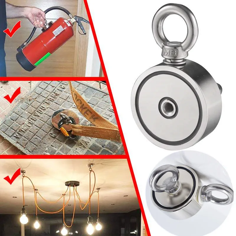 Double Side Search Magnet Super Strong Neodymium Magnet Fishing Salvage Magnet Sea Fishing Holder Pulling Mounting