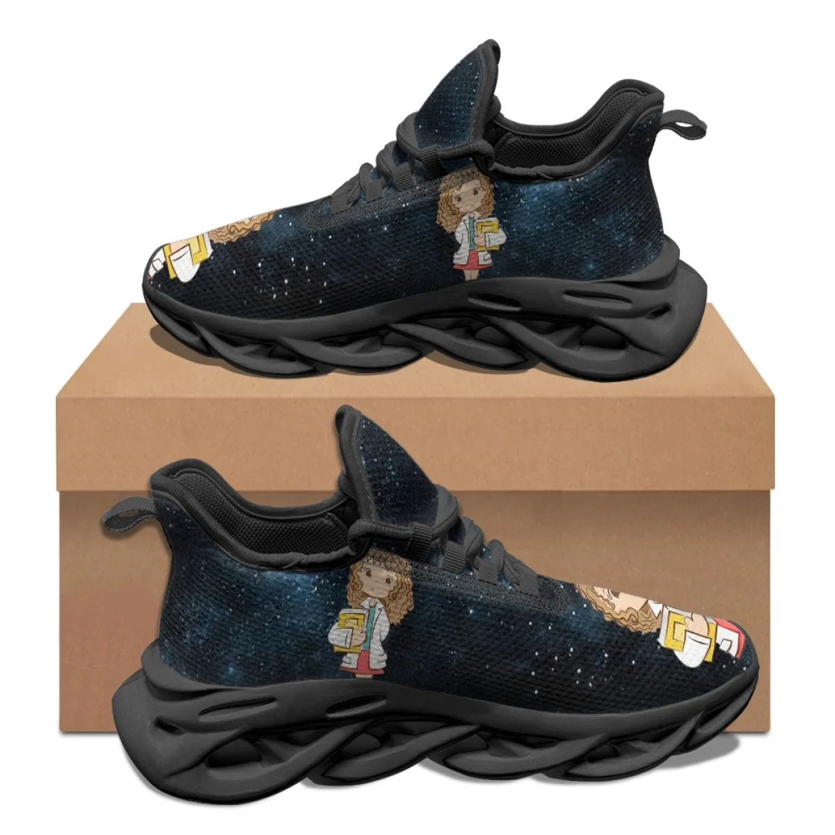 Women Nursing Shoes Summer Fashion Lace-Up Sneakers Cartoon Nurse Print Casual Platform Mesh Jogging Shoes Gift Chaussure Femme