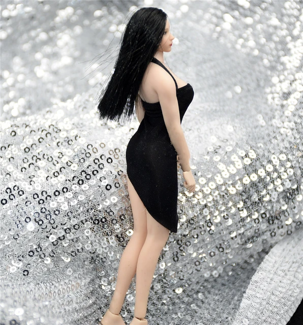 IN STOCK 1/12 Scale female clothes sexy black white dress fit 6'' 6inches  action figure