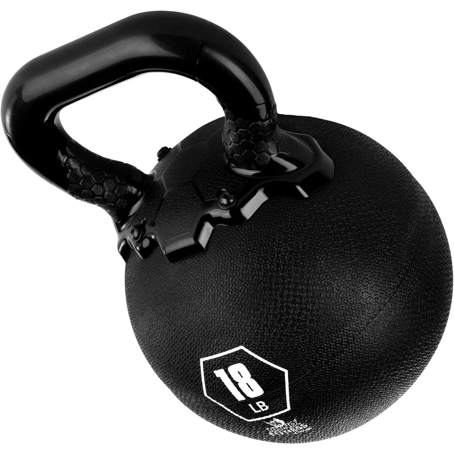 Kettlebell Rubber Weights, Black - Premium Strength Training Equipment -18 Pounds
