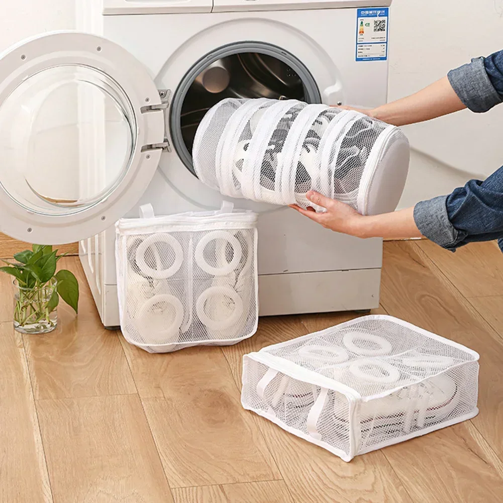 Portable Mesh Laundry Bag Washing Machine Shoes Bags Travel Storage Bags Portable Anti-deformation Protective Clothes Organizer 2