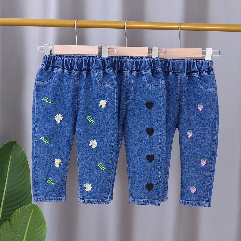 

Spring Autumn New Children's Elastic Slit Flared Pants Baby Girls' Casual All Match Jeans Children Outer Wear Fashion Trousers