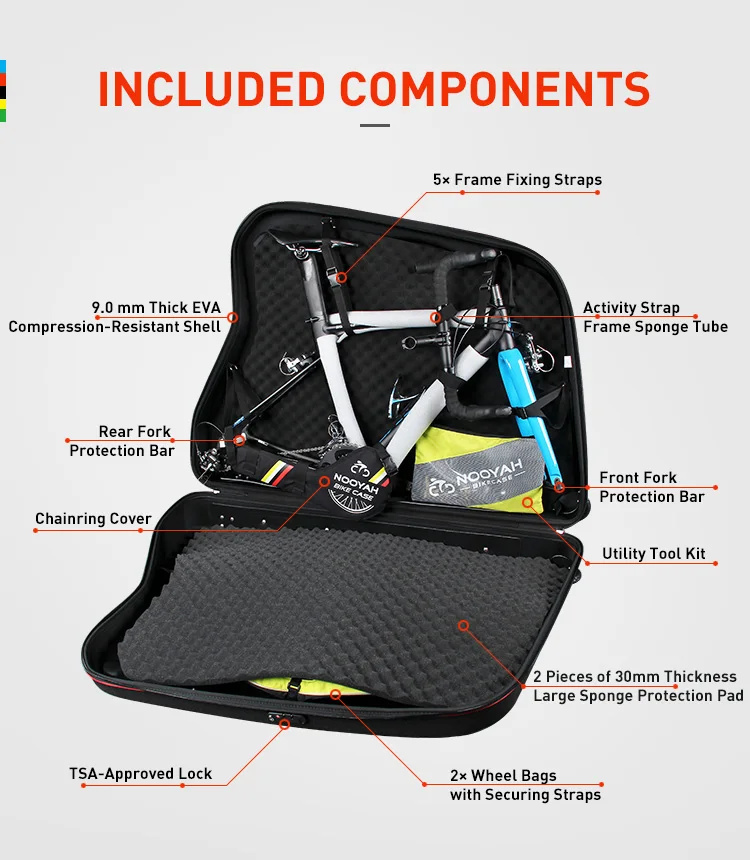 NOOYAH Fahrrad-Reisekoffer, EVA-Fahrradtasche für den Transport von Fahrrädern, EVA-Hartschalen-Fahrradzubehör, Lufttransport-Fahrrad-Rundreisekoffer – Detail 5