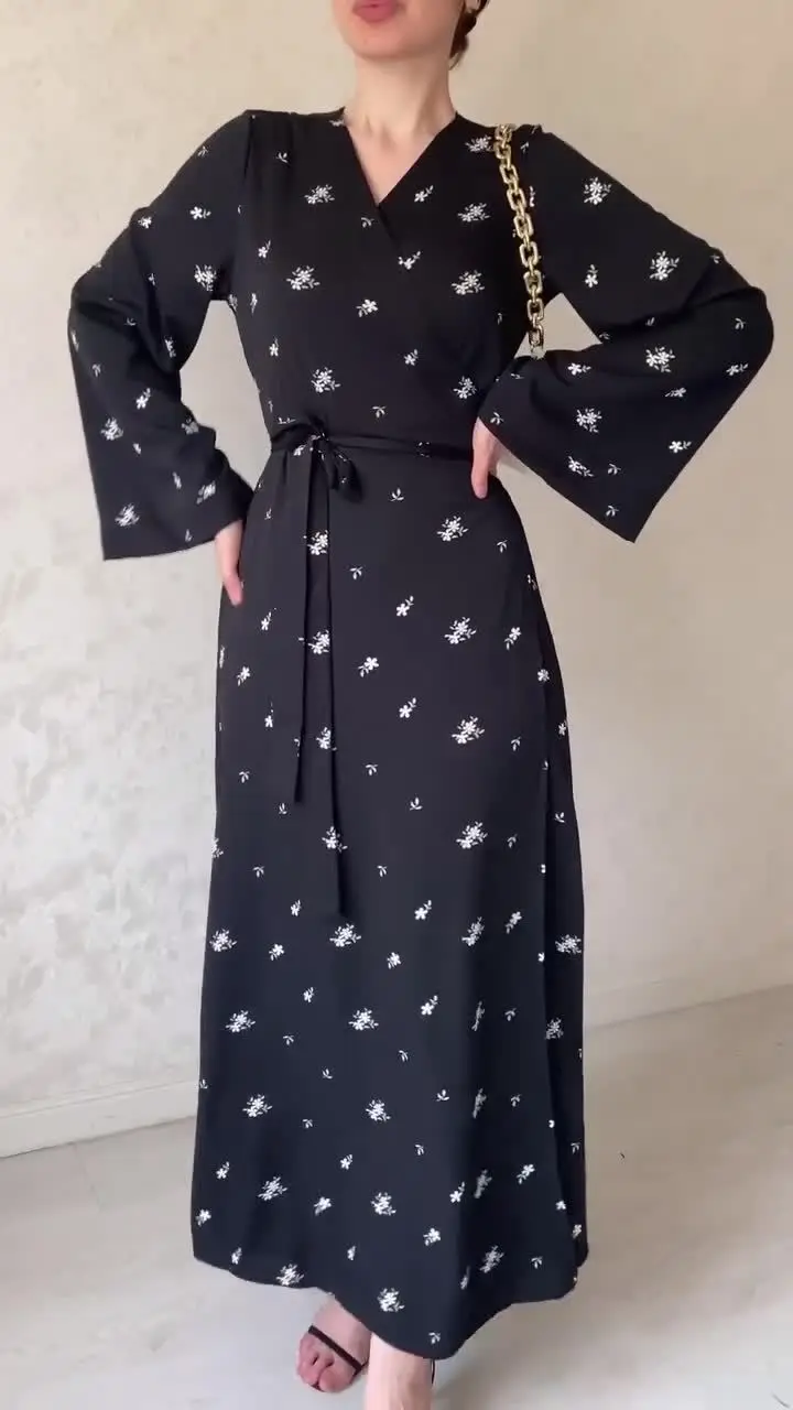Printed Bandage Elegant Maxi Dress For Women V-Neck Patchwork Fashion High Waist Lace-Up Party Looks Long Dress 2025 New