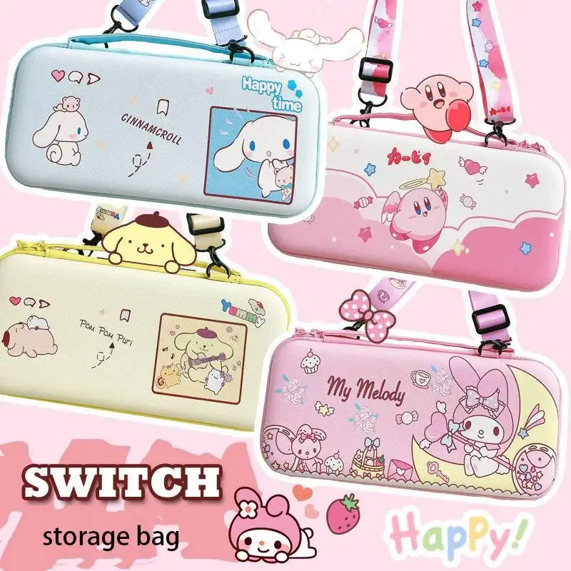 Sanrio Cinnamoroll 마이 멜로디 푸린 개 스위치 보관 가방 대각선 보호 케이스 고가치 낙하 방지 휴대용 여자 친구..