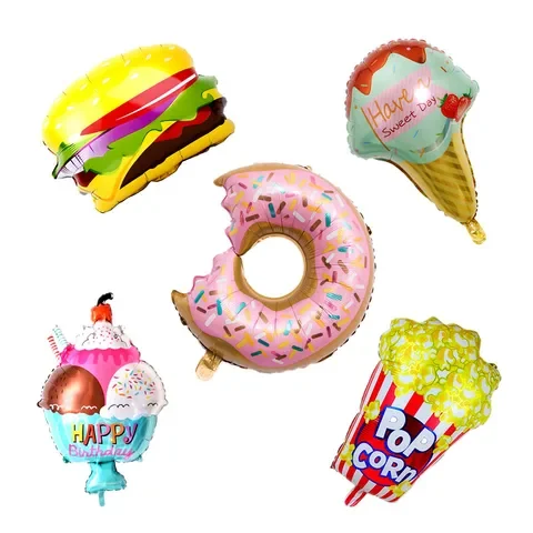 

Large Cream Hamburger Doughnut Foil Balloons Air Wedding Helium Baloon Birthday Party Decorations Kids Adult BabyShower Supplies