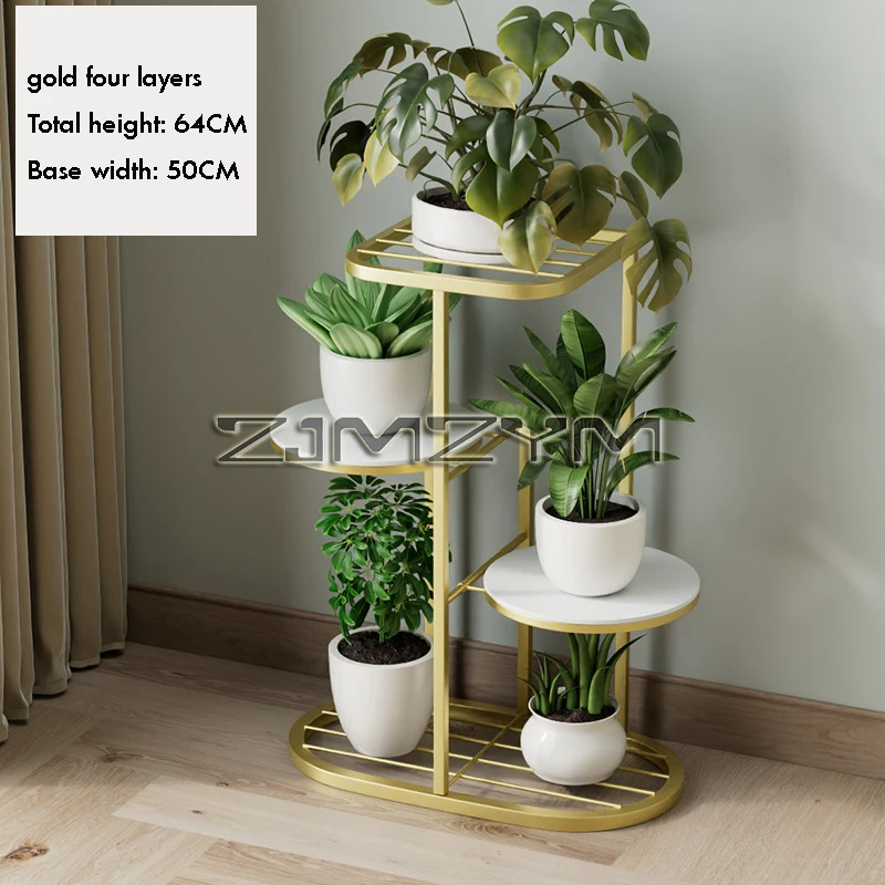 Iron Flower Stand Indoor And Outdoor Flower Plant Shelf Household Living Room 3/4/5 Layers Storage Rack
