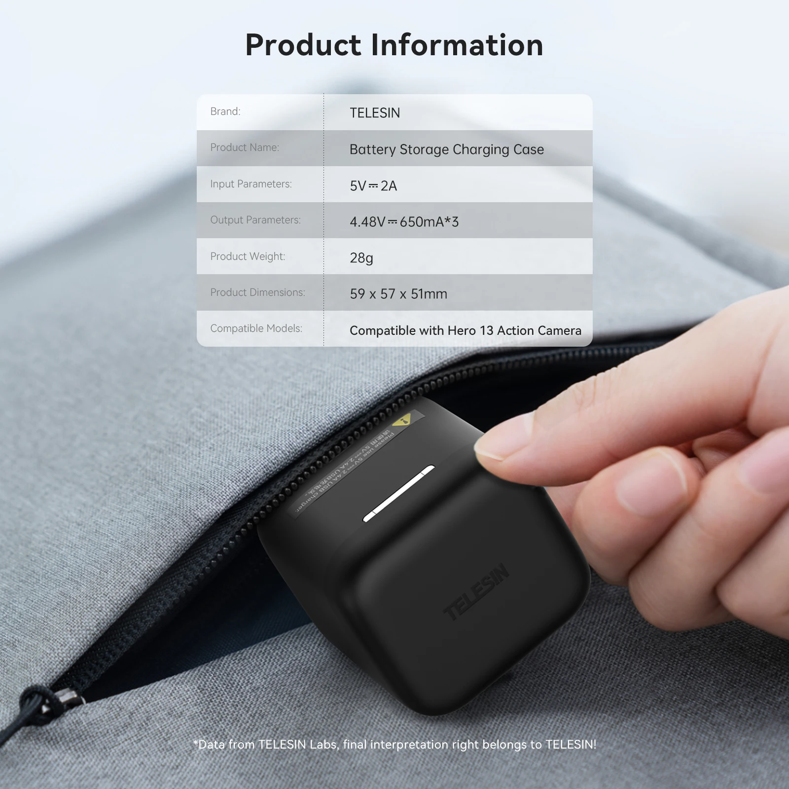 Chargeur rapide 3 batteries pour GoPro Hero 13 avec boîte de rangement