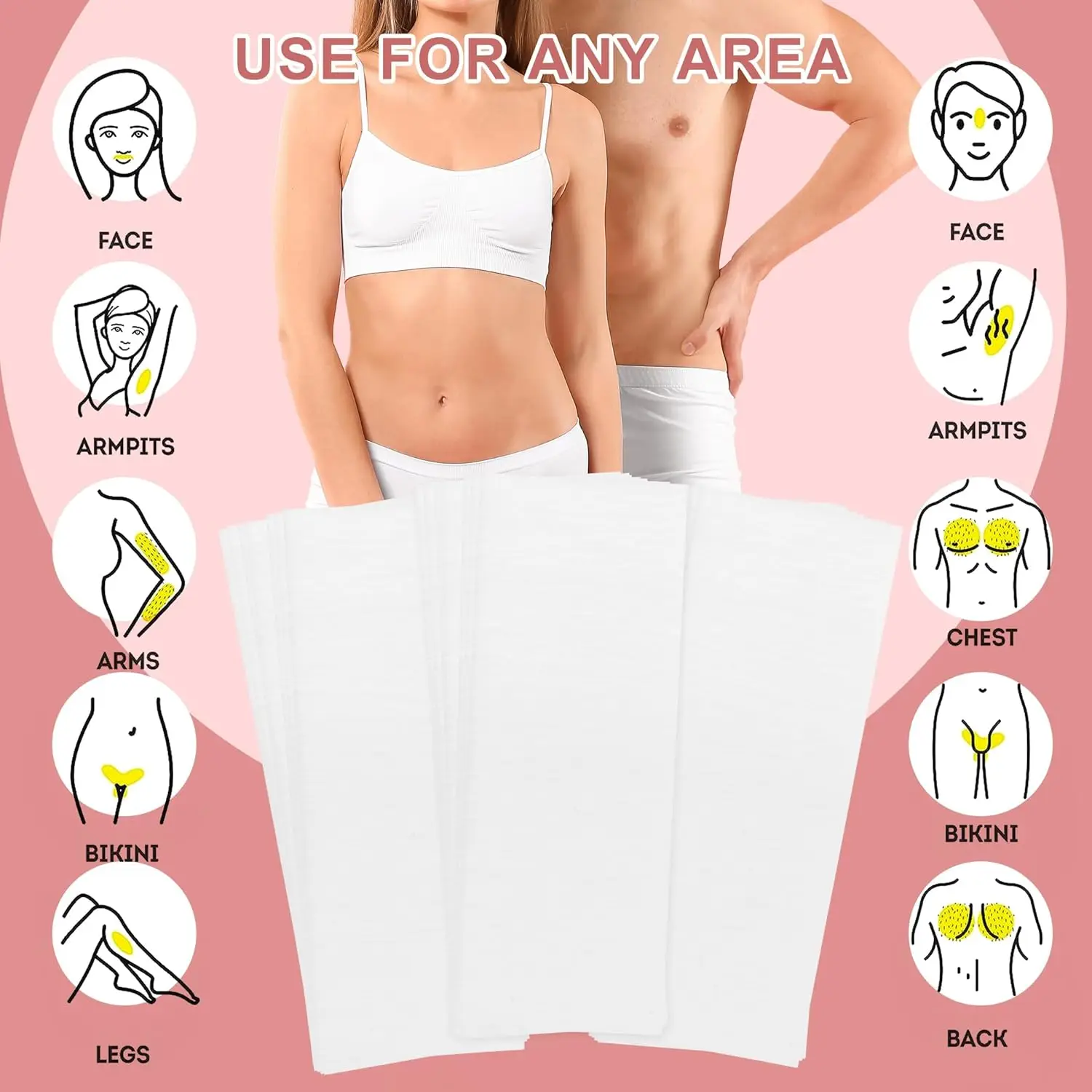 100 Wax Strips - Non Woven Beauty Waxing Strips for Leg Face Chest Back and Bikini 5