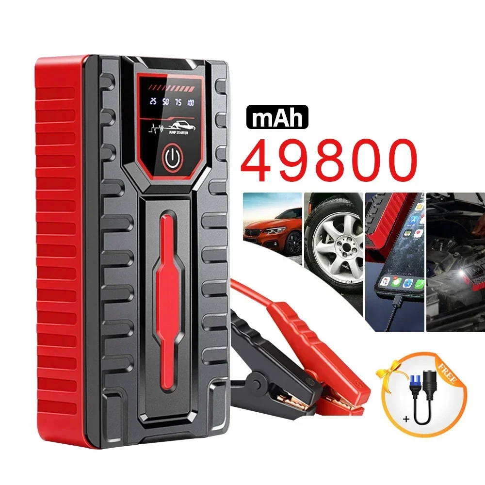 384714-14a386.jpg S004fa52857dc4ce69ac8c8fb8af6dcdfu New Car Jump Starter 49800mAh, 12V Portable Emergency Start-up Charger Petrol Car Power Bank Booster Battery Starting Device Mallzona