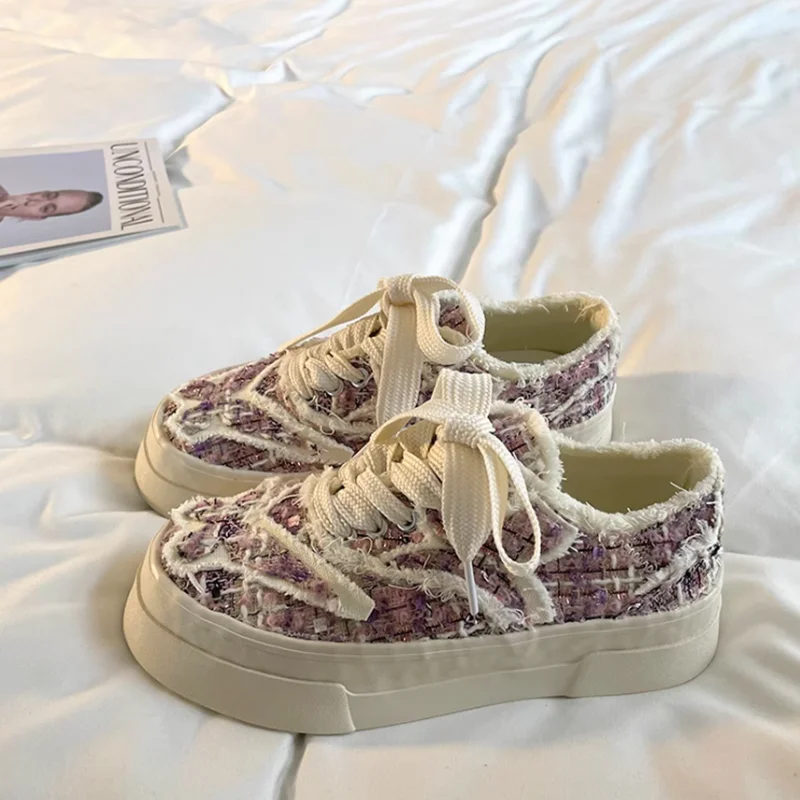 

Кеды женские холщовые, кроссовки на платформе, на шнуровке, плоская подошва, повседневная спортивная обувь, черные, весна-осень