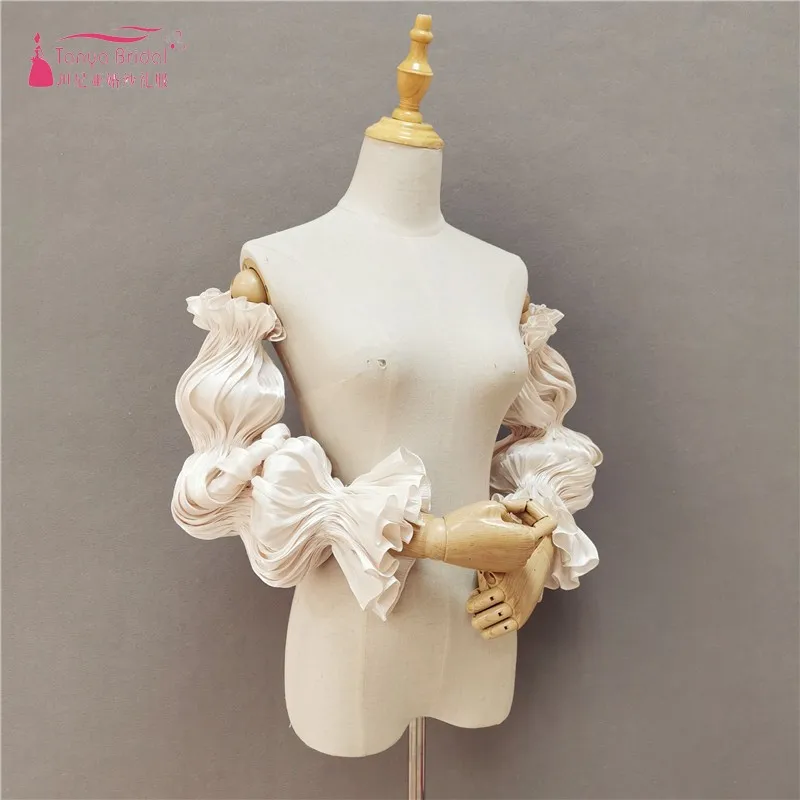 Light Champagne Wedding Detachable Puff Sleeves Wraps Up Down Elastic Evening Party Soft Bridal Accessories D1242