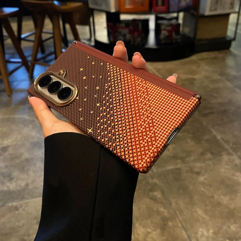 Carbon Fiber Texture Magnetic Wireless Charging Protective Case - Armor Shell Cover