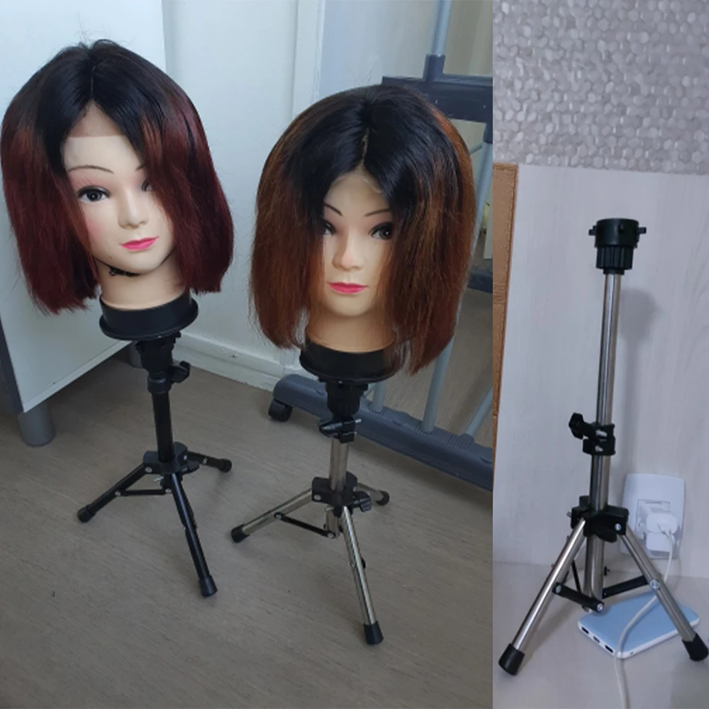 Wigs Canvas Head Professional Block Heads Set with Adjustable Mini Tripod Stand for Salon Professional Hair Stylist Makeup Blogger (21 Inches, Beige)