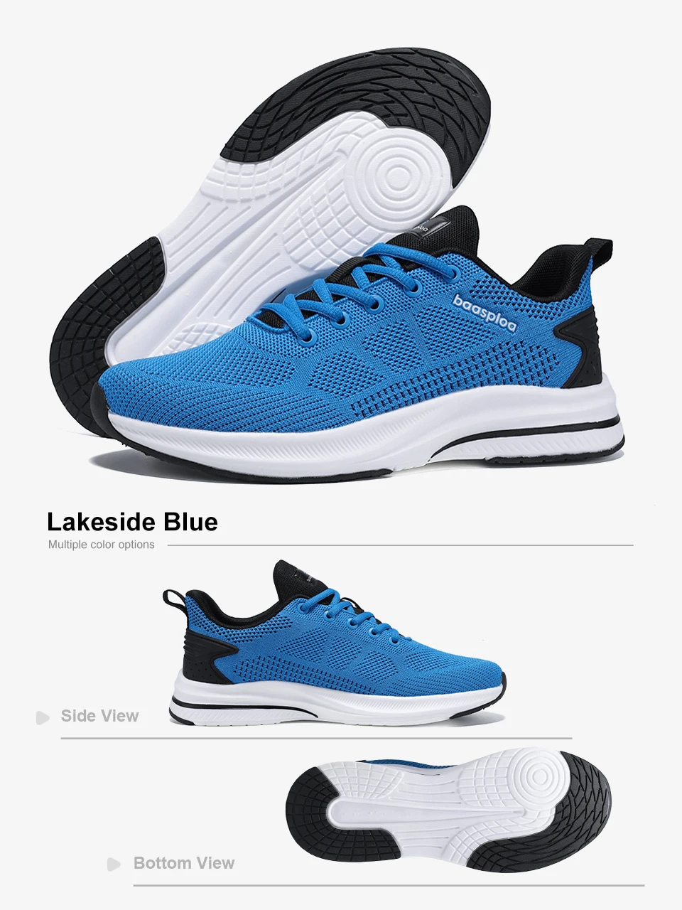 Baasploa Herren-Laufschuhe, atmungsaktive Freizeit-Sneaker aus Mesh, zum Schnüren, bequem, leicht, Sportschuhe, rutschfest, für den Außenbereich – Detail 10