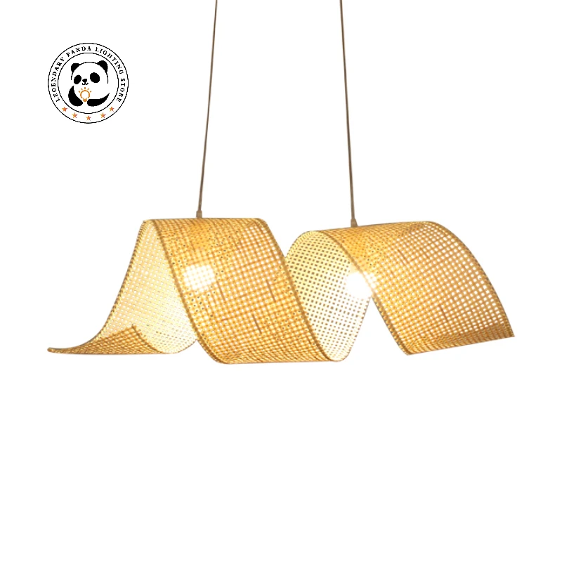 

Ретро ручная вязка, искусственная кожа, вращающийся тканый абажур, дзен комната, декор для зала, Подвесная лампа, люстра для кафе и кухни