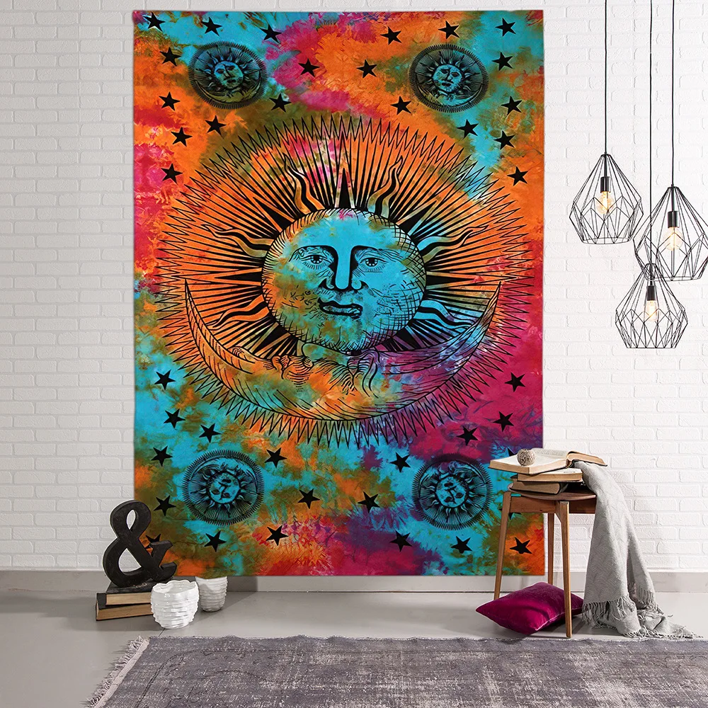 

Солнце и луна Мандала Таро карточка гобелен настенная ткань Астрология гадания покрывало пляжный коврик искусственная кровать