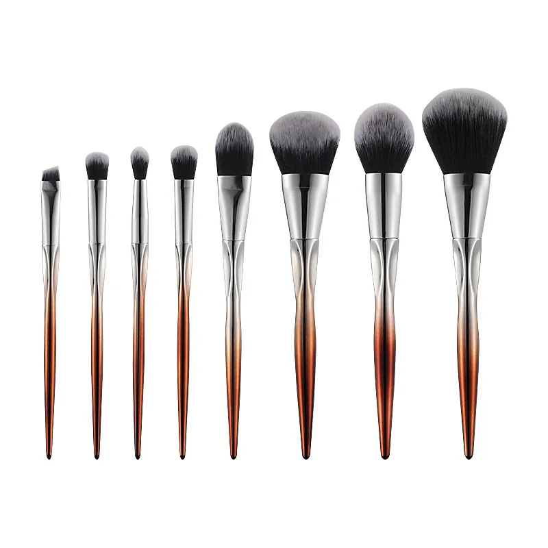 

New makeup brush set finger groove skin friendly electroplating portable beauty tools complete seamless powder free