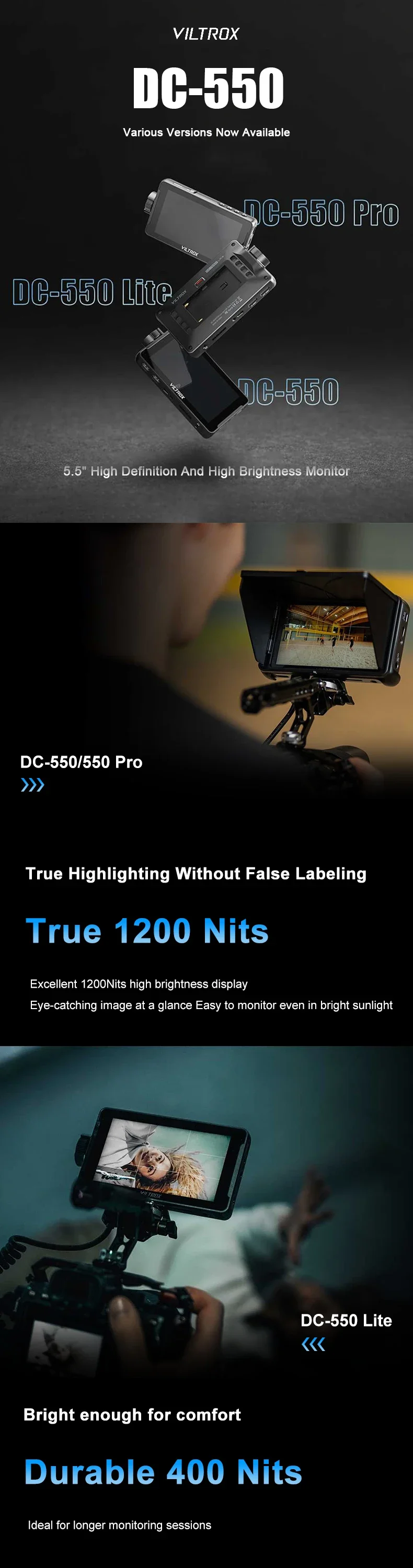 Viltrox DC-550 PRO 5.5inch Touchscreen HD Monitor description image