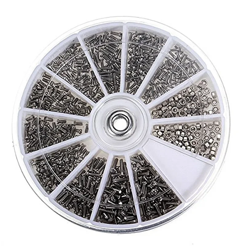 600/1000Pcs Small Screws with Screwdriver Stainless Steel Screws Electronics Nut For Watch Eye Glasses Clock Repair Tool Kit