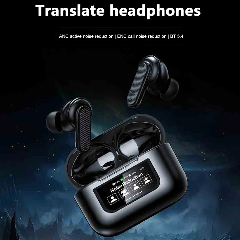 Wireless BT5.4 Real Time Translator Earbuds ANC Noise Cancelling 144 Languages Instant Translated Smart Voice Translator
