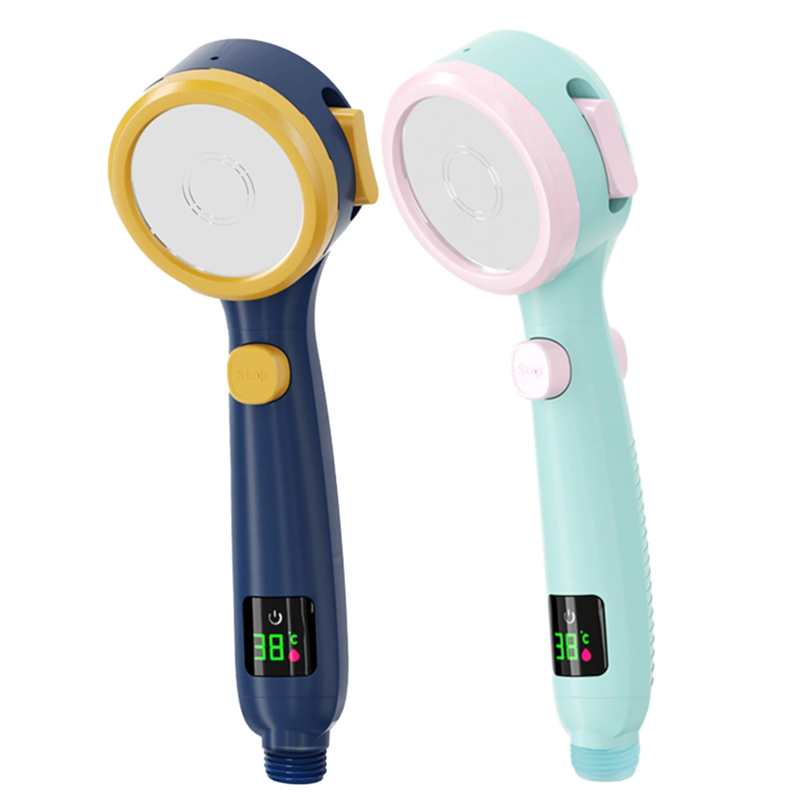 

1PC LED Digital Temperature Display Shower Head Plastic 4 Mode Adjustable Rainfall Water Saving Handheld Pressurized Shower Head