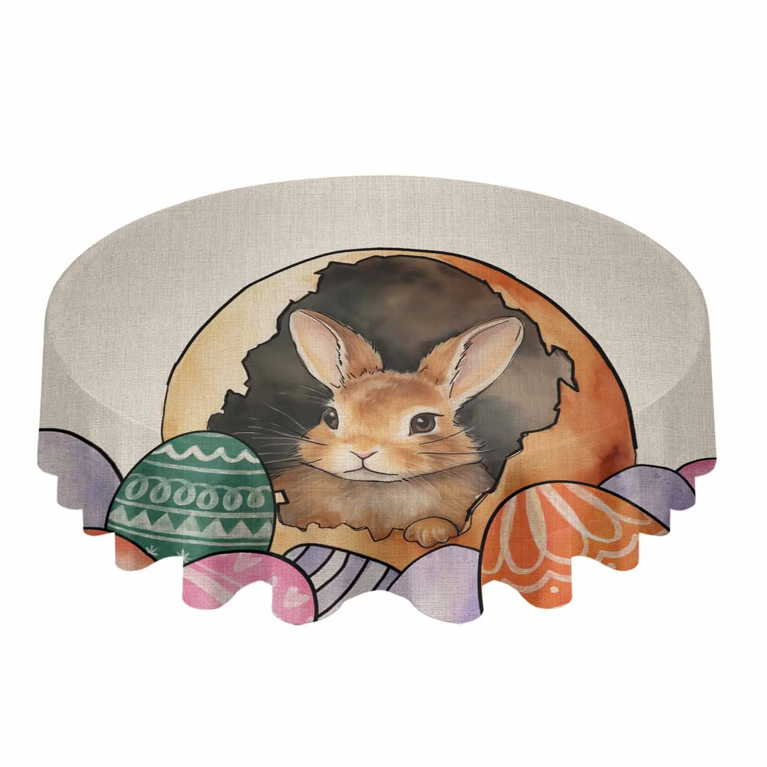 

Easter Egg Bunny Watercolor Round Tablecloth Waterproof Wedding Banquet Table Cover Dining Decorative Tablecloth