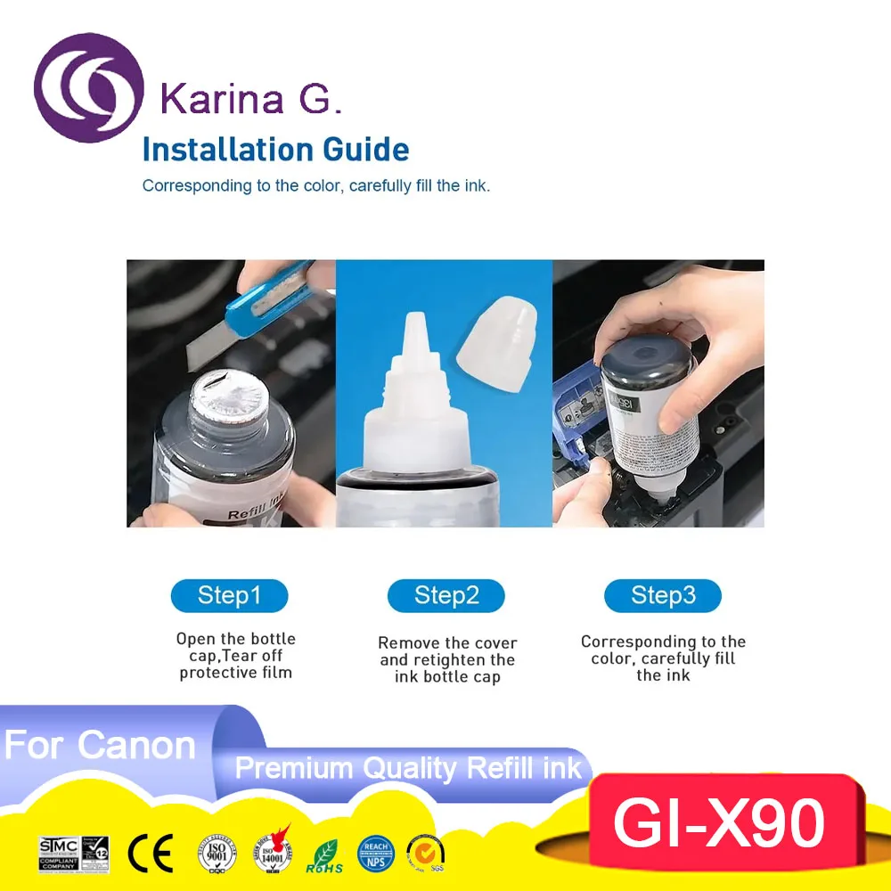 GI 790 GI790 GI-790 Premium Compatible Color Refill Ink For PIXMA G1000/G1010/G2