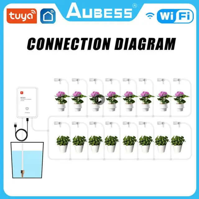 Tuya Intelligens Wifi Beltéri Automatikus Öntözőrendszer Szivattyúvezérlő Edények Virágcsepp Növények Sprinkler Kerti Szerszám