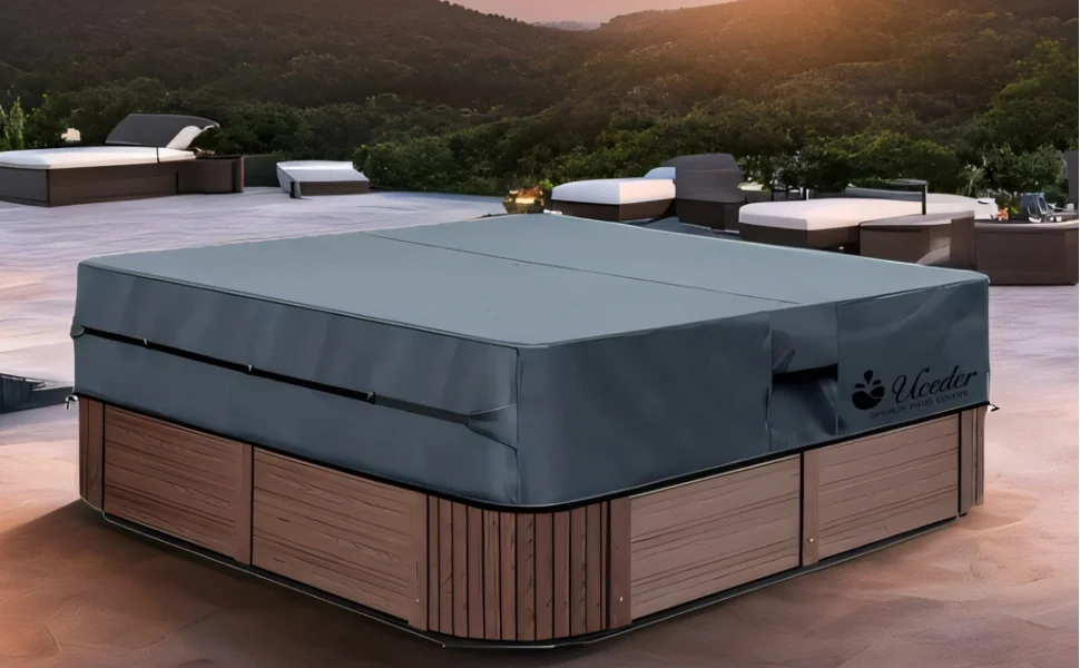 UCEDER Waterproof Hot Tub Cover -Outdoor Spa Cover Cap 600D Heavy Duty Polyester Hot