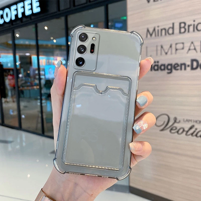 Silicone Card Slot Holder Transparent Phone Case Cover