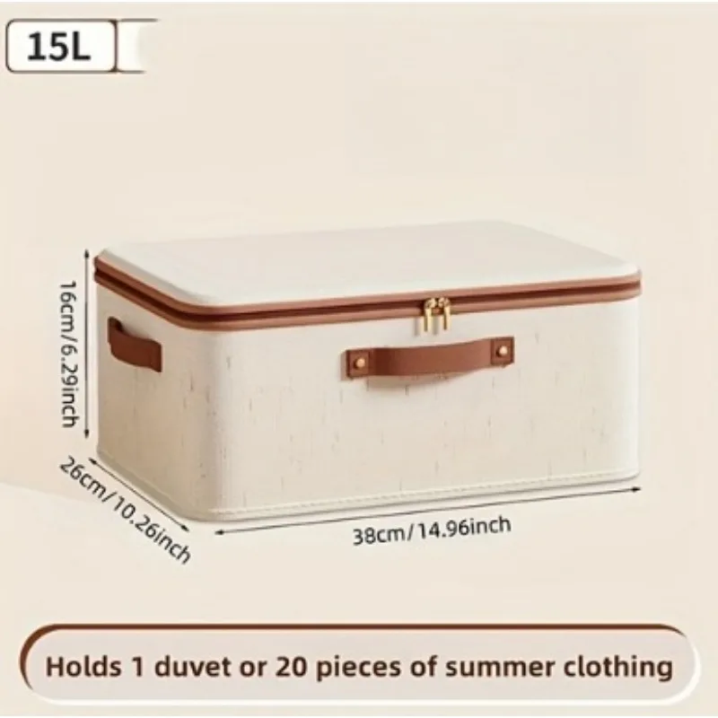 1pcs Cotton Linen Storage Box with Lid Clothes Toys Organizer for Home Bedroom Durable Fabric Storage Container 3