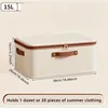 1pcs Cotton Linen Storage Box with Lid Clothes Toys Organizer for Home Bedroom Durable Fabric Storage Container 3