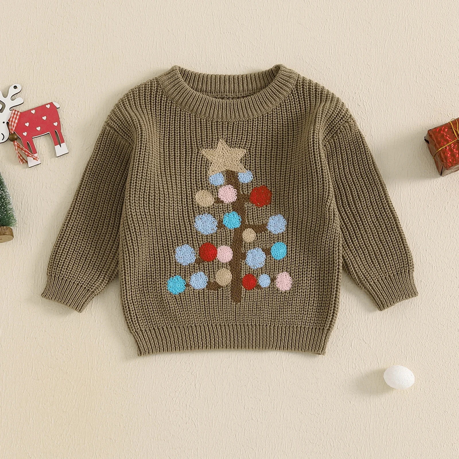 Winter New Baby Knitting Clothes Jumpers Girls Boys Sweaters Warm Casual Long Sleeve Tree Pullover Tops for Infant Clothing