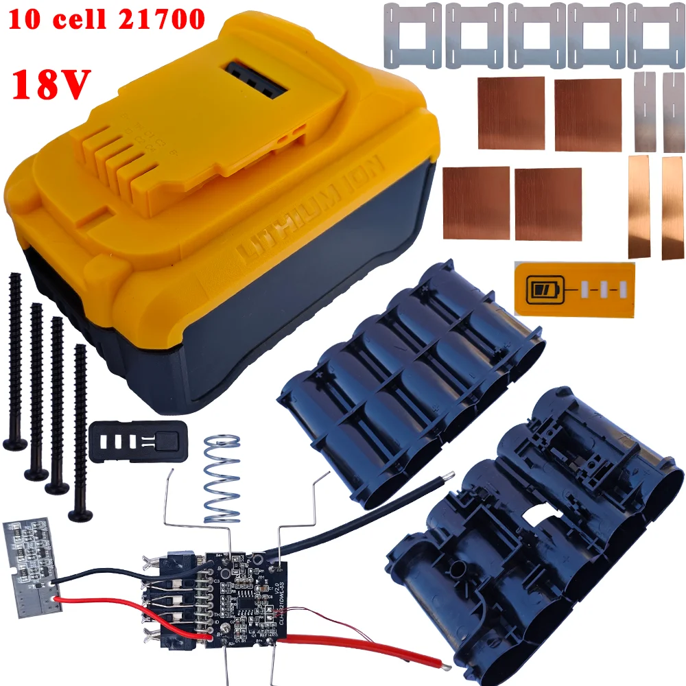 디월트 18V 리튬 배터리 팩 키트 DIY 쉘 하우징 박스 케이스용 10셀 21700