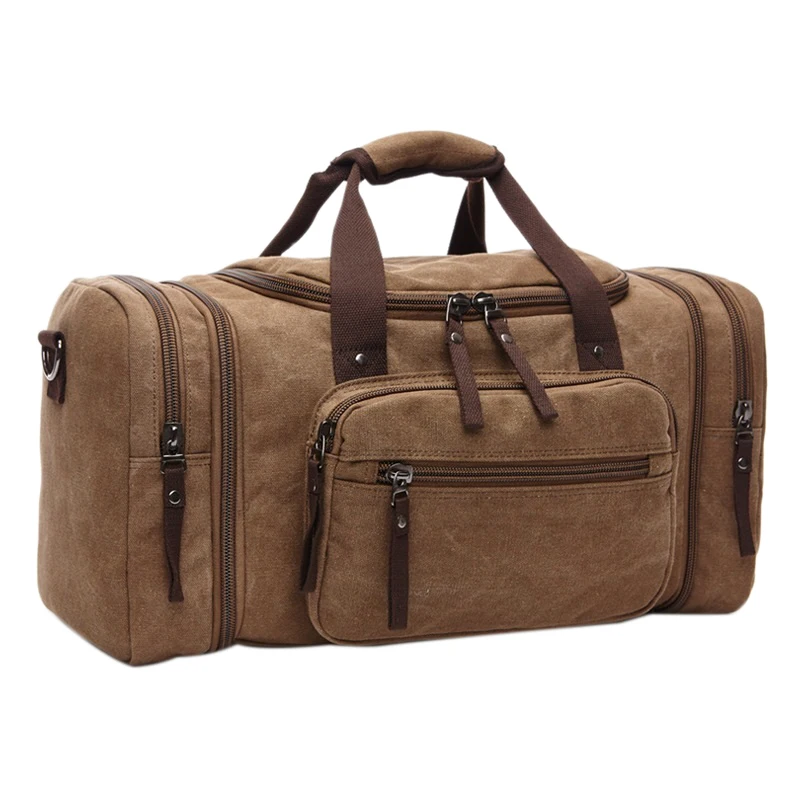 

Large Capacity Men Hand Luggage Travel Duffle Bags Canvas Travel Bags Weekend Shoulder Bags Multifunctional Overnight Duffel