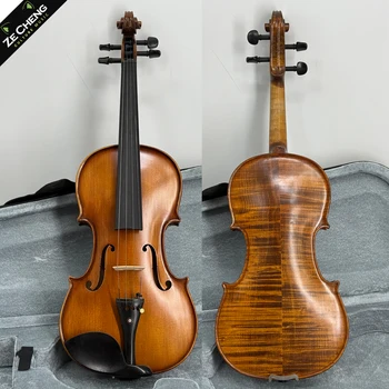 Matte patterned violin Handmade violin 4/4 Brazilian wooden bow with Hard Case, Shoulder Rest, Bow, Strings, Mute