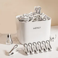 Plastic Clothes Pins Set with Storage Basket - Laundry Clips and Household Pegs Organizer (Grey set 36pcs)