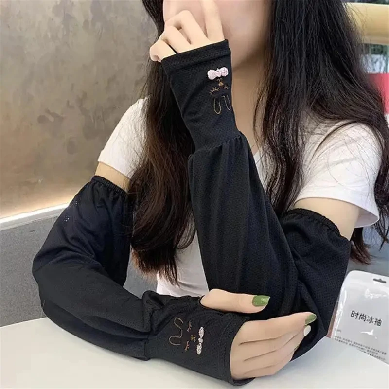 Summer Ice Silk Sun Protection Sleeves Outdoor Driving UV Protection Rabbit Ice Sleeves Women's Loose Arm Protection Sleeves