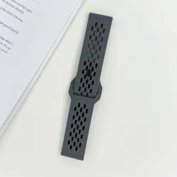 Multicolored Mesh Sports Silicone Watch Strap, 20mm 22mm - 22mm (Gun Metal)